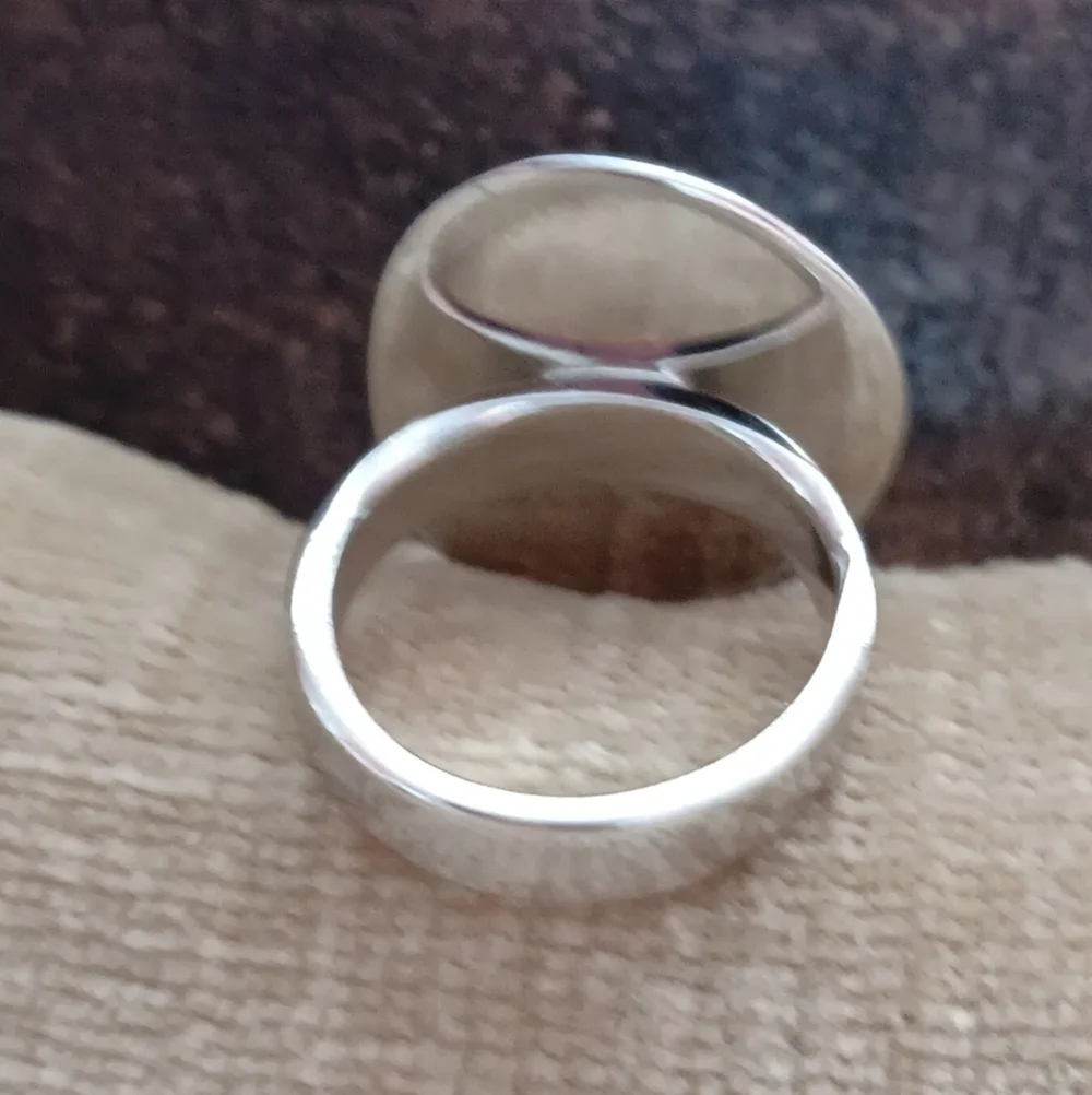 Silver Synthetic Red Stone Set Ring